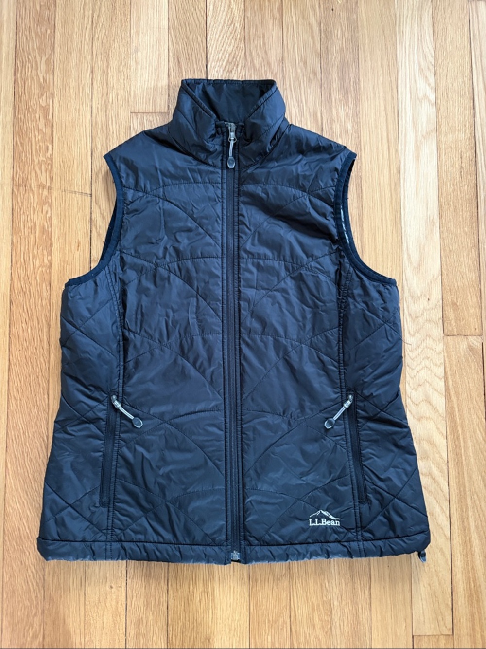 L.L. Bean Black Quilted Zip-Front Vest